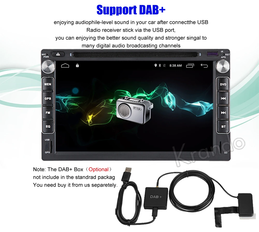 Cheap Krando 7" Android 7.1 car navigation multimedia system for Chery A3 A5 E5 V5 Tiggo QQ6 audio radio gps dvd player WIFI 3G DAB+ 10