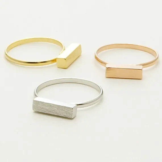 Thick Modern Bar Ring  Silver, Gold, Rose Gold  Adjustable Ring 