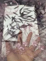 Фиолетовая французская кружевная ткань 3D пайетки вышитая африканская Тюль кружевная ткань с африканскими пайетками кружевная ткань для