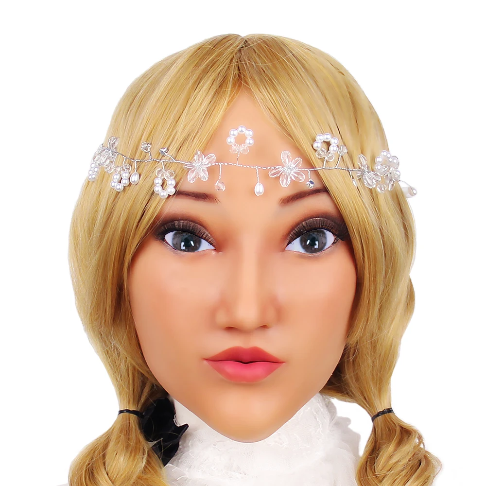 

KOOMIHO Cute Style Soft Silicone Crossdress Cosplay Mask Female Head Mask Handmade Makeup Transgender Mask for Small Head 1G