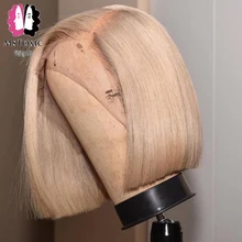 Mstoxic 613 Loira Peruca Dianteira Do Laço de Remy do Brasileiro Reta Bob Peruca 13x4 Curta Dianteira Do Laço Perucas de Cabelo Humano para As Mulheres Negras