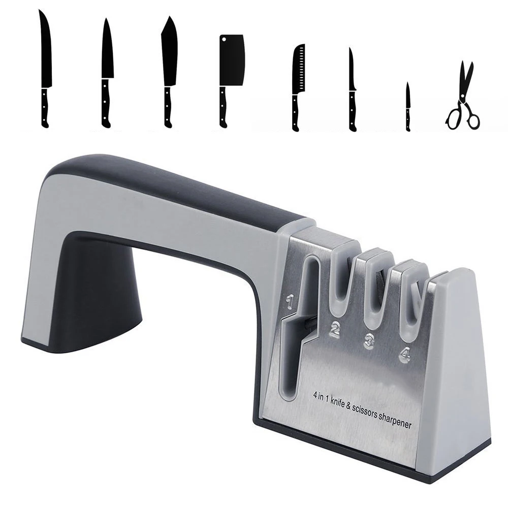 Knife Sharpener 4 in 1 Diamond Coated &amp Fine Ceramic Rod Shears and Scissors Sharpening System Stainless Steel Blades | Дом и сад