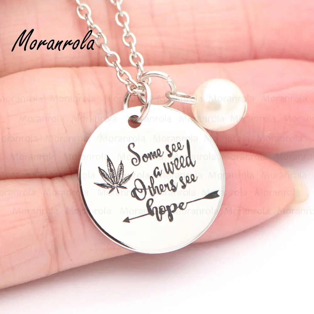 New arried "some see a weed others see hope"Copper necklace Keychain,charm cannabis leaf Jewelry Inspirational charm