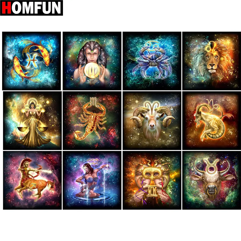 

HOMFUN Full Square/Round Drill 5D DIY Diamond Painting "Twelve constellations" 3D Embroidery Cross Stitch 5D Home Decor Gift