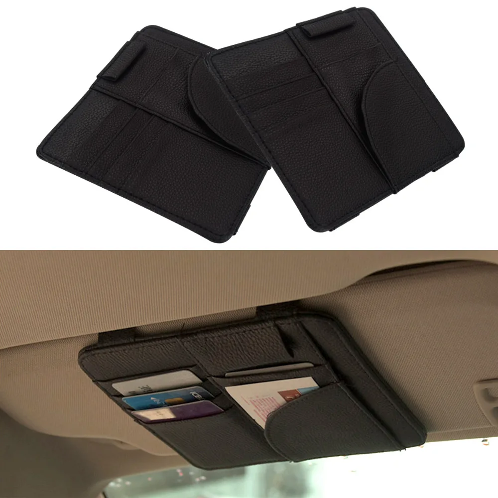 

Universal Car Sunglasses Visor Clip Auto Sun Glasses Document Folder Multifunctional Credit Card Pen Holder Storage Black