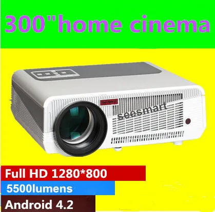 

Brightest 5500lumens Built-in Android 4.2.2 Native Full HD Led Digital Smart Wifi RJ45 home cinema projector
