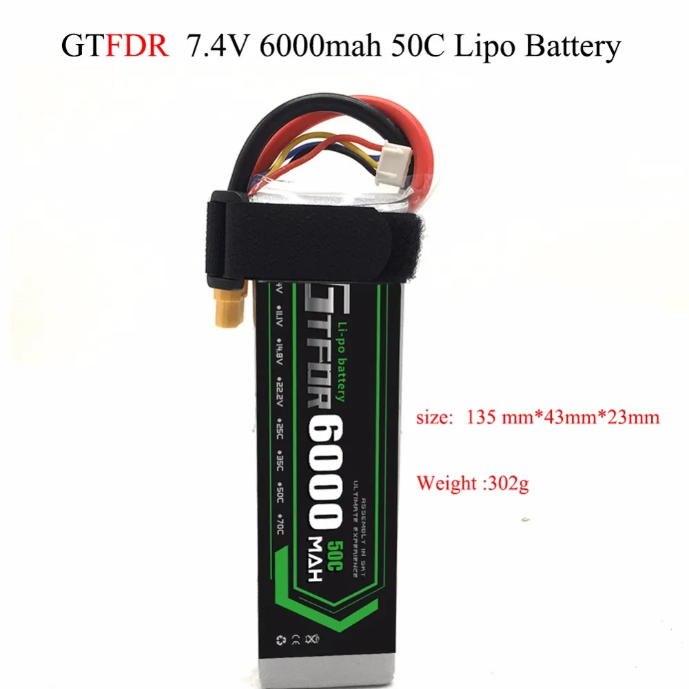 GTFDR Lipo аккумулятор 2S 6000 мАч 7 4 В Аккумулятор 50C батарея для TRX вершины E REVO HPI флюс