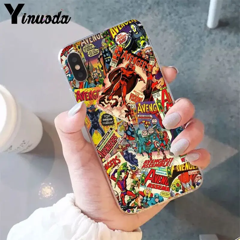 Yinuoda Marvel мстители супергерой комиксы на заказ фото мягкий чехол для телефона для iPhone 6S 6plus 7plus 8 8Plus X Xs MAX 5 5S XR - Цвет: A7
