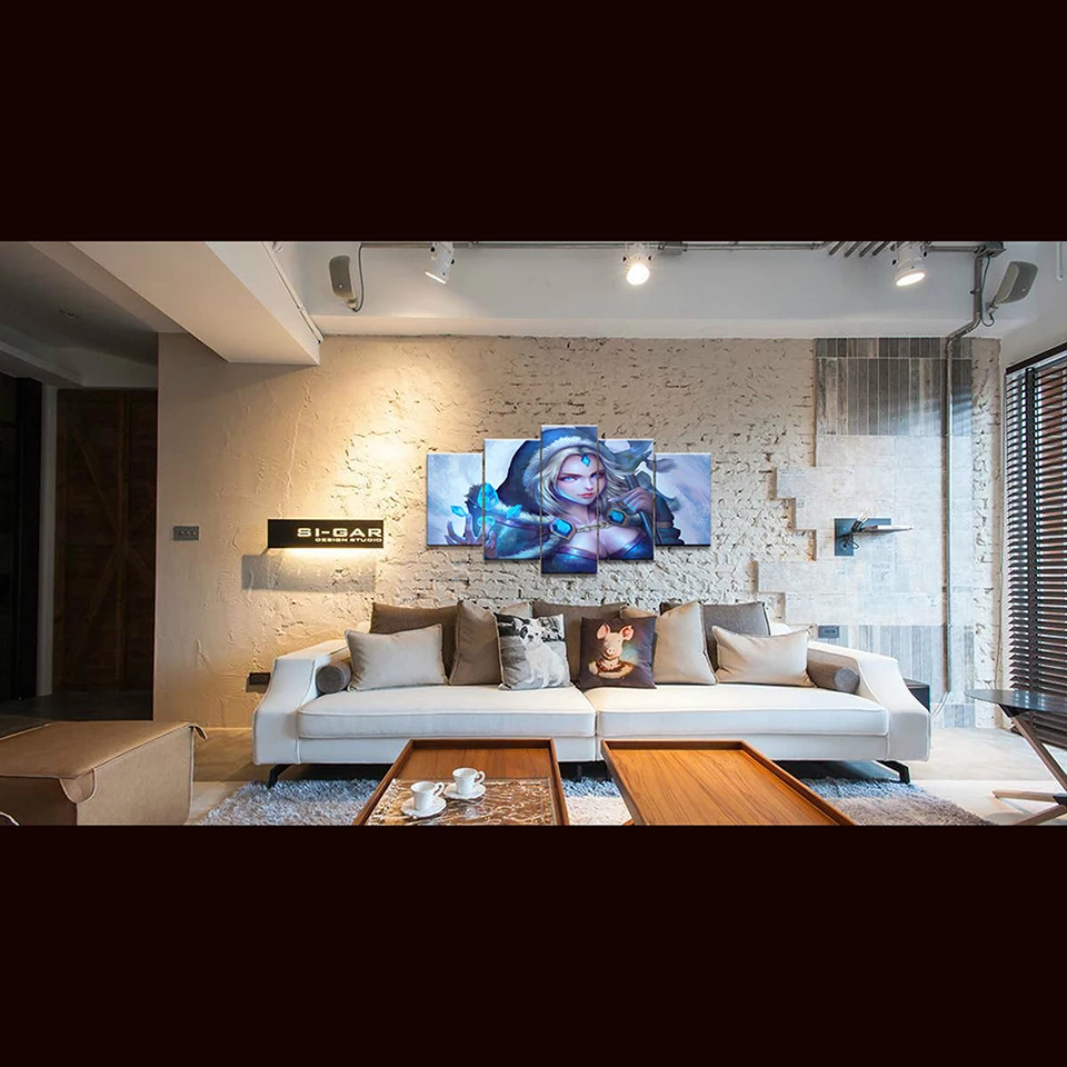Home Decorative Framework 5 Panels DOTA 2 Paintings Wall Art Printed Game Poster Creative Modular B