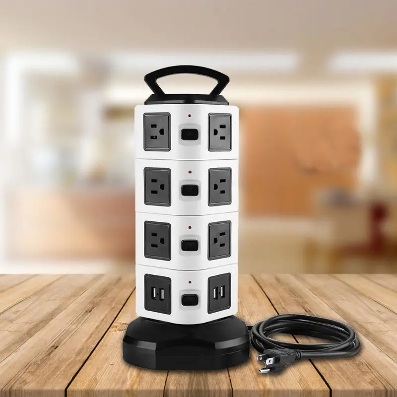 

Power Strip With USB Surge Protector Vertical Charging Row Socket 14 Outlet 4 USB Port