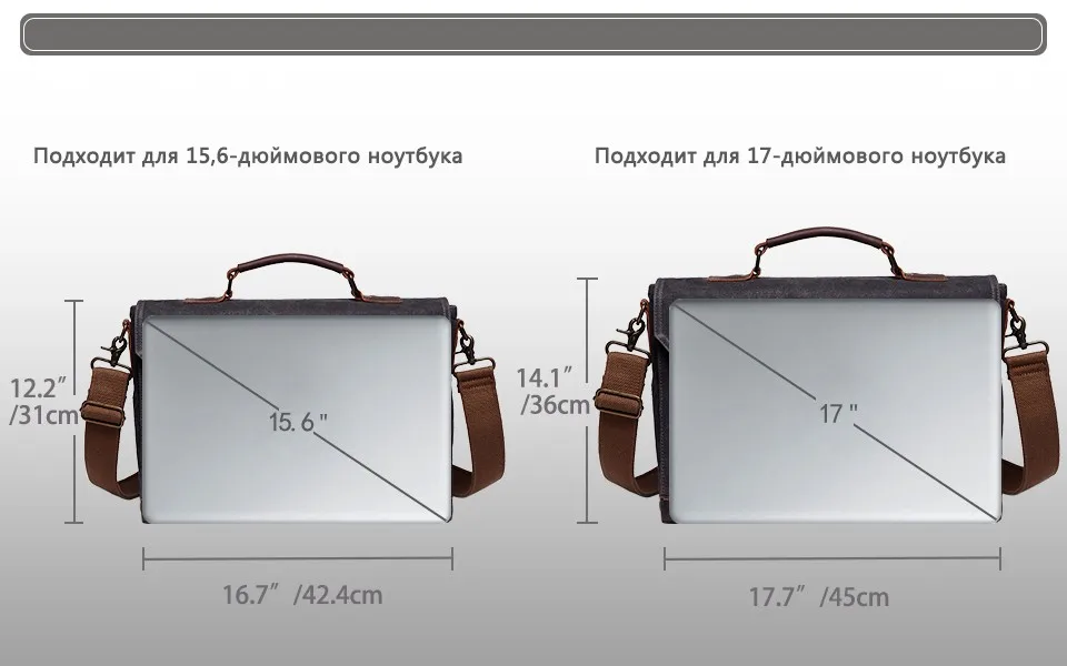 VASCHY Холст сумка для мужчин Классическая кожаная сумка для мужчин Вощеная парусина портфели для 17,3 дюймов ноутбук Офисные Сумки для мужчин