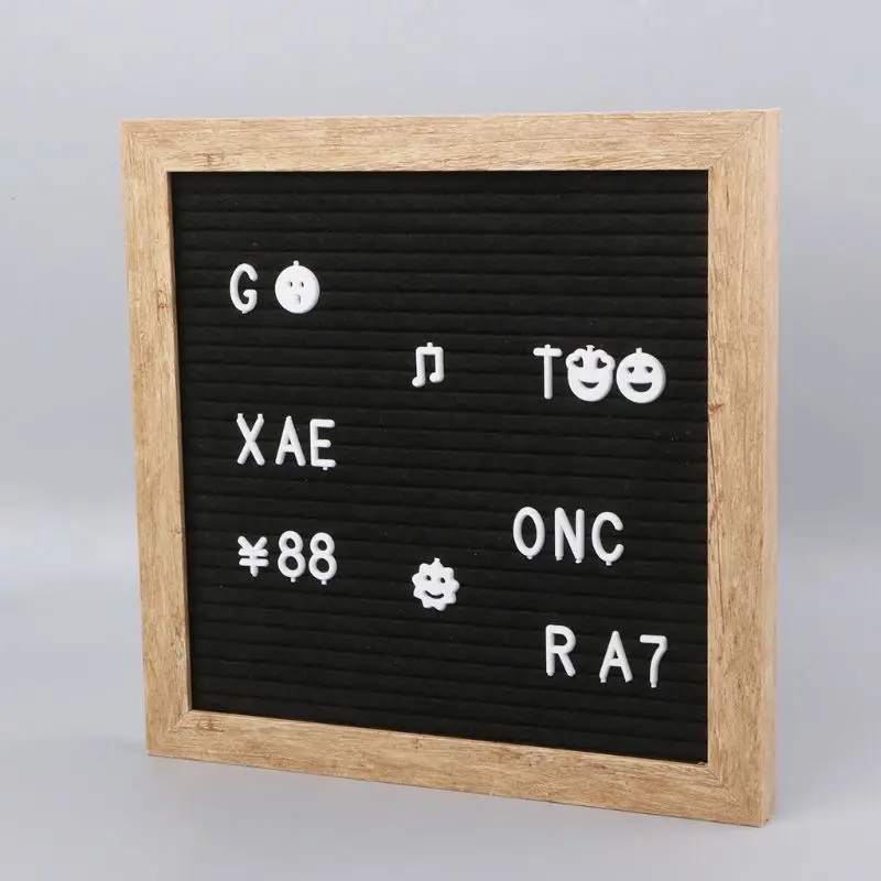 

25.5*25.5 cm Felt Letter Board 10x10 Inch Retro Wood With 340 White Letters Numbers And Bag
