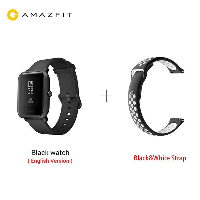 Умные часы Huami Amazfit Bip, глобальная версия, gps, Gloness, умные часы, умные часы, 45 дней в режиме ожидания для телефона MI8 IOS - Цвет: Black black white