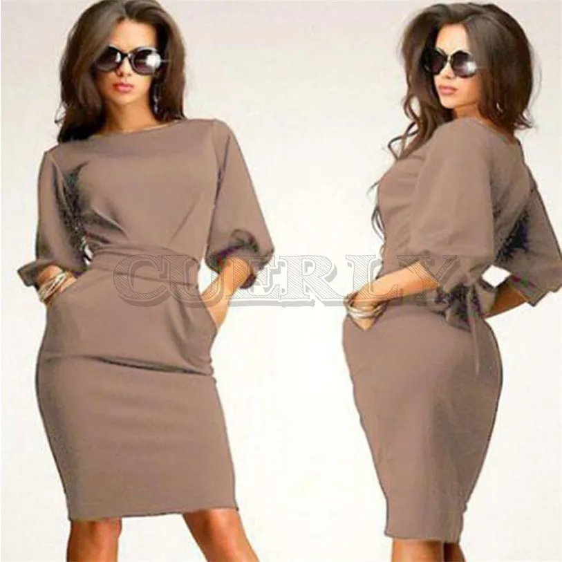 Image Sexy Dress 1PC Womens Working Half Sleeve O Neck Sheath Casual Office Slim Dress High Quality Women s Fashion Plus Size Jan 12