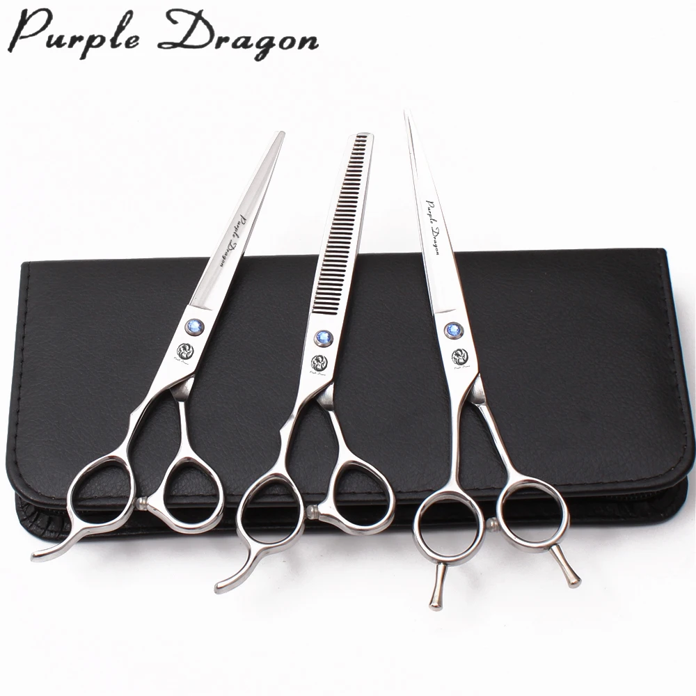 

Left-Hand 7" Purple Dragon Brand Shiny Dog Grooming Scissors Straight Scissors Thinning Shears Curved Shears Pets Scissors Z3006