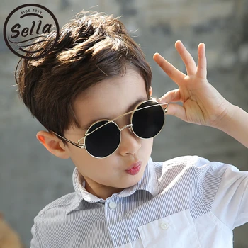 

Sella New Arrival Fashion Kids Round Sunglasses Alloy Frame Mirror Lens Children Retro Sun Glasses Color Film Summer Eyewear