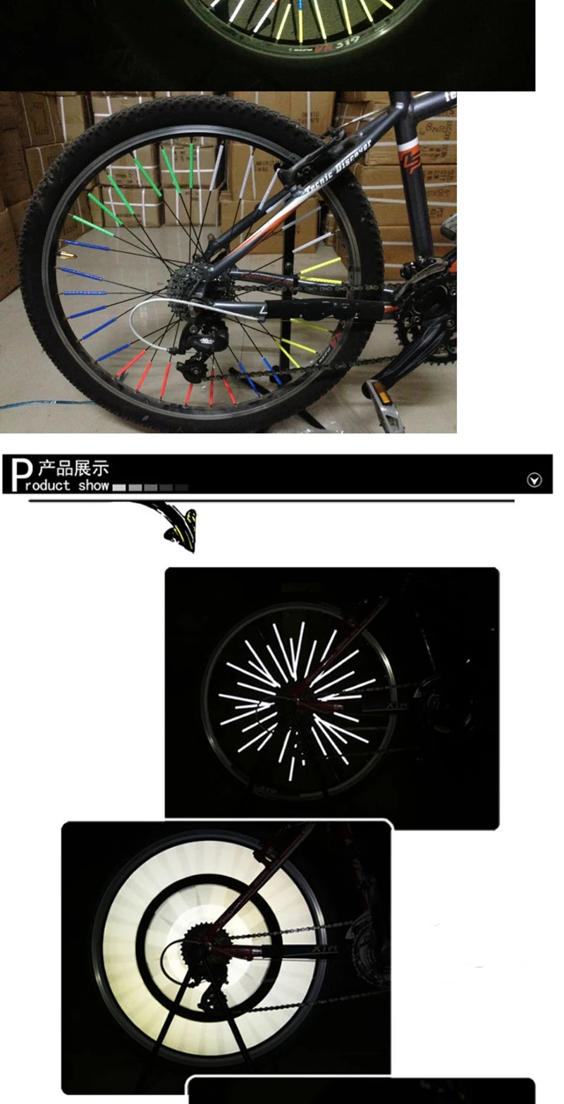 Discount 12 Pieces Bicycle Mountain Bike Riding Wheel Rim Spoke Mount Clip Tube Warning Light Strip Reflector Reflective Outdoor 75mm 13