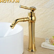 Современный золотой кран, Золотые Смесители для ванной комнаты, Золотой смеситель для раковины, Высокий золотой кран для раковины YT-5096