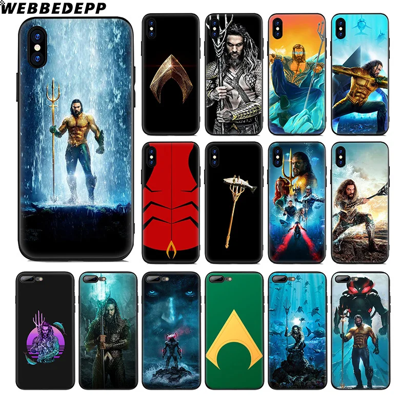 

WEBBEDEPP Aquaman Cool Movie Soft Silicone Case for Apple iPhone Xr Xs Max X or 10 8 7 6 6S Plus 5 5S SE Phone Case