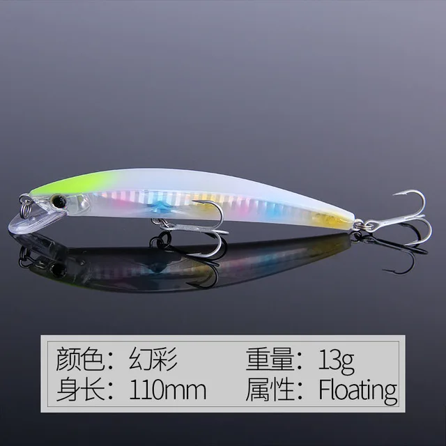 7,5 г/13 г 90 мм/110 мм плавающей Минноу рыболовные приманки Япония Технология рыболовные приманки лазера живопись искусственный рыболовные снасти - Цвет: Светло-серый