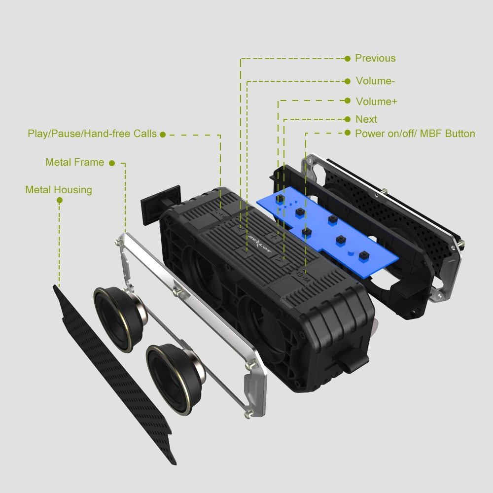 ZEALOT S6 Мощный Bluetooth динамик открытый бас водонепроницаемый звук бомба wrieless портативный динамик s Hifi стерео аудио сабвуфер