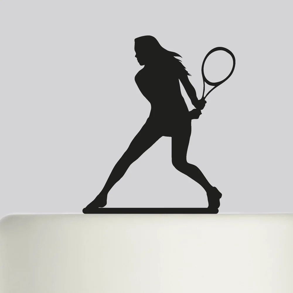 Happy Birthday Cake Topper, Female Tennis Player Silhouette Cake Topper,  Birthday Party  Decoration Supplies