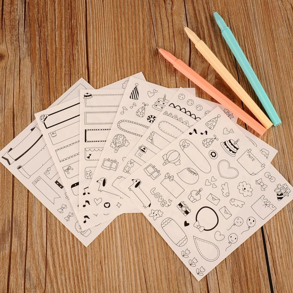 New 6pcs Set Paper Stickers Lovely Cute Funny for Diary Scrapbook Calendar Book Photo Decor book