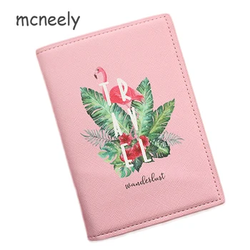 

High Quality Pink Flamingo Girls Fashion Passport Cover Travel Women Passport Holder Leather Card ID Holders Passport Package