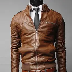 Мотоциклетная кожаная мужская куртка мужская верхняя одежда стенд куртки мужской тонкий пальто на молнии Jaqueta De Couro Masculina Bigsweeety