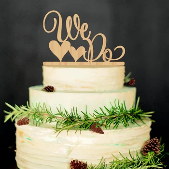 

Romantic Wooden Wedding Cake Decor Cake Topper Tree&We Do Cake Toppers For Wedding Party Decoration Cake Decor