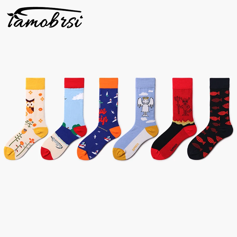 

2019 New Cartoon Creative Angel Socks Pattern In The Tube Men's Socks Tide Cool Funny Socks Women Cotton Casual Happy Socks