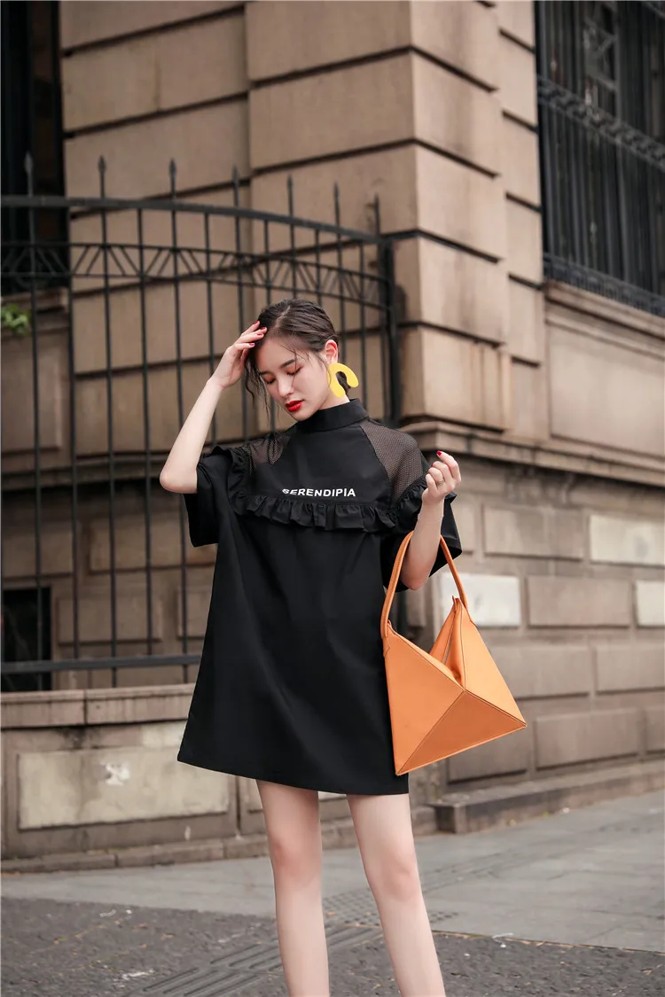 LISM Mini Black vestidos mujer наряд модная водолазка свободное прозрачное женское летнее