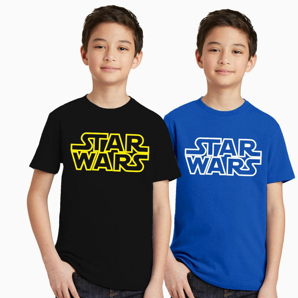 

2pcs/lot Kids Boys Girls Unisex T Shirt Marvel Star War Logo Print Tees Tops Summer T-shirt for Children 3 4 5 6 7 8 9 10 Years