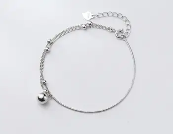 

1pc 100% Real. 925 Sterling Silver Fine Jewelry 1mm THIN Multi-layers Lucky Ball beads Chain Bracelet Tassel GTLS860