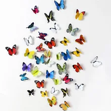 19 шт./лот, новые 3D Красочные яркие наклейки на стену с бабочкой для украшения дома, детские комнаты, настоящие бабочки для сада