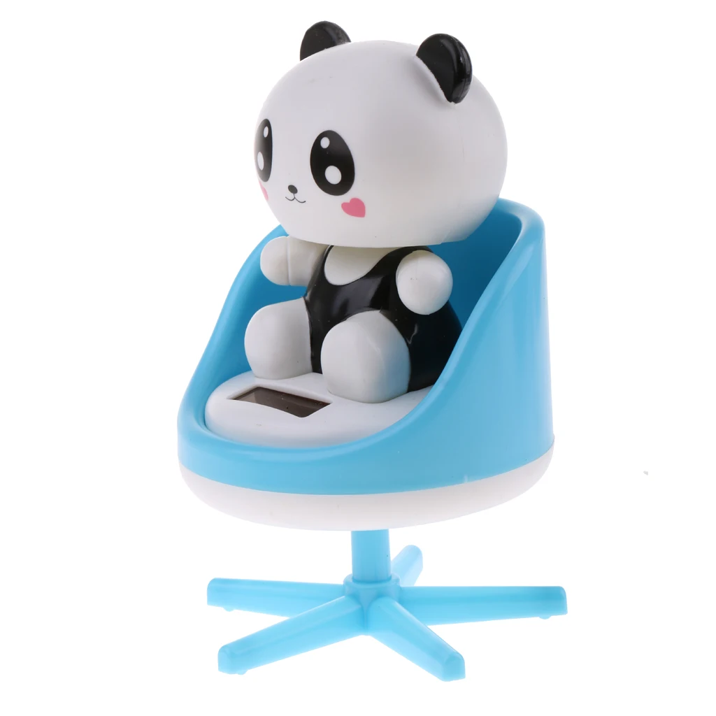 Adorable Plastic Solar Powered Toys Noding Head Figurine Model Home Car Ornament Panda Novelty Gag Toys for Kids Birthday Gift
