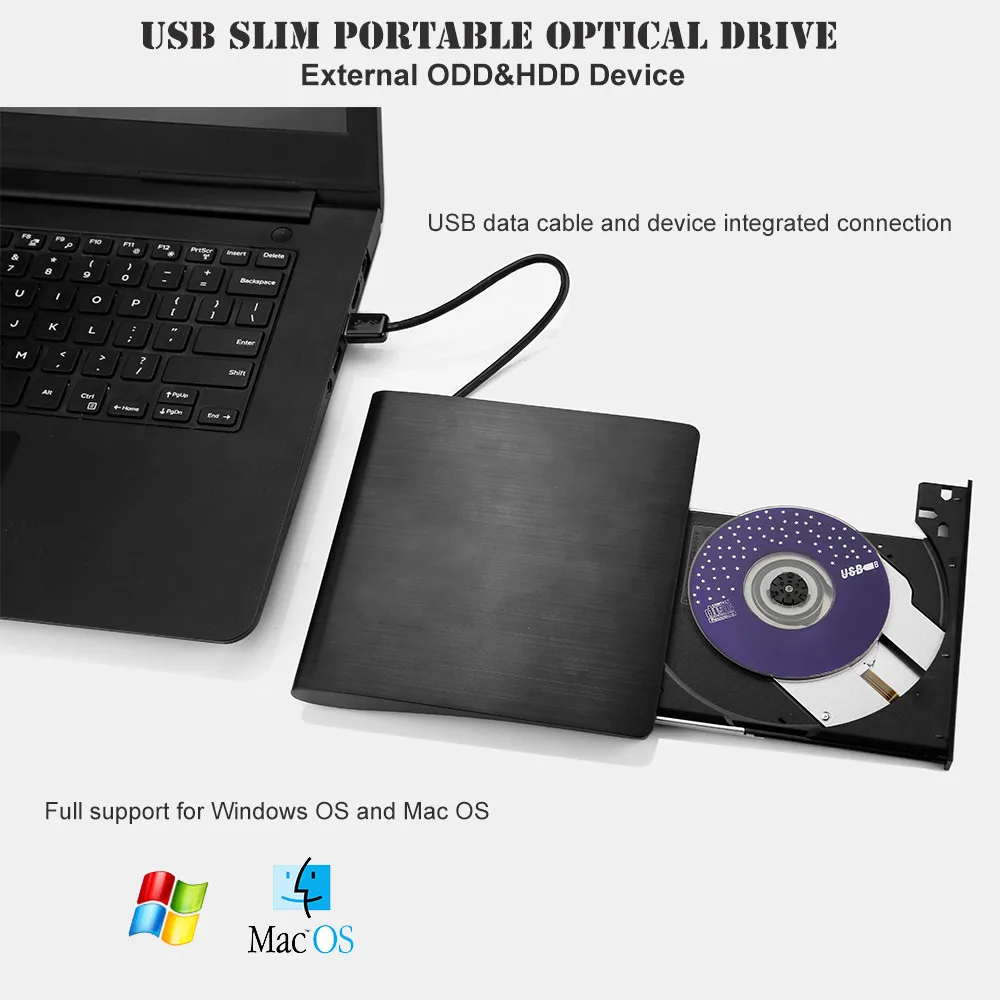 Внешний USB3.0 DVD+/-R 8X, DVD-RW 4X, CD-R 24X, DVD8X, DVD-R Burner read Writer POP-UP для ноутбука Мобильный Внешний привод