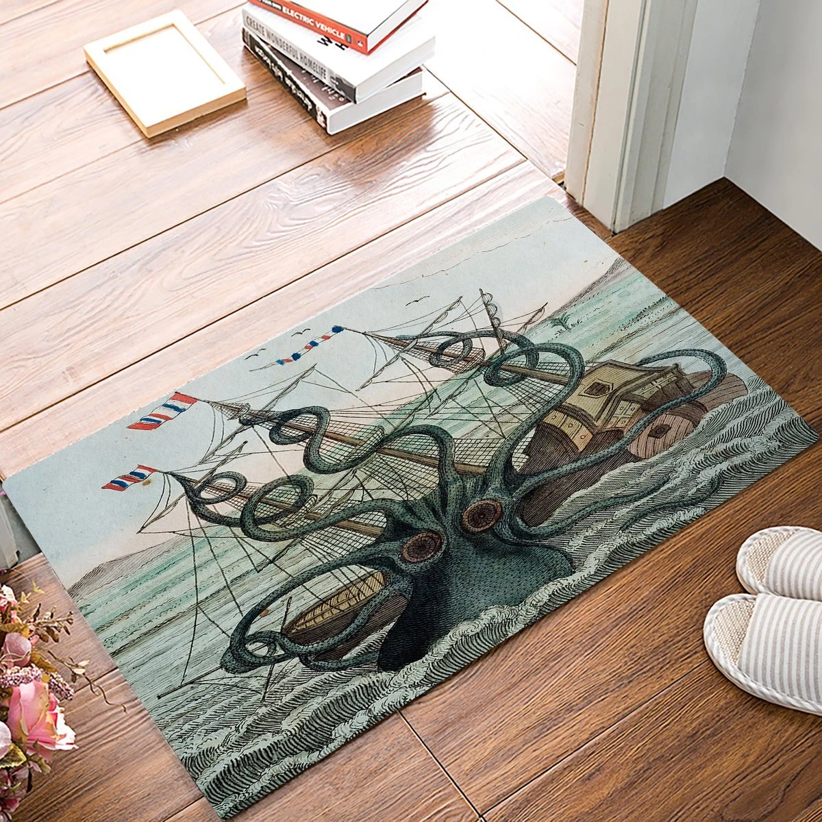 marionet verwennen Foto Zeil Boot Golven En Octopus Oude Look Mariene Leven Deur Matten Keuken  Floor Bad Entree Tapijt Mat Absorberende Indoor Badkamer rubber|Mat| -  AliExpress