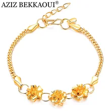AZIZ BEKKAOUI Элегантные цветы цепи золотой цвет браслет для женщин Дамы Свадьба юбилей Best продажи ювелирных изделий подарок