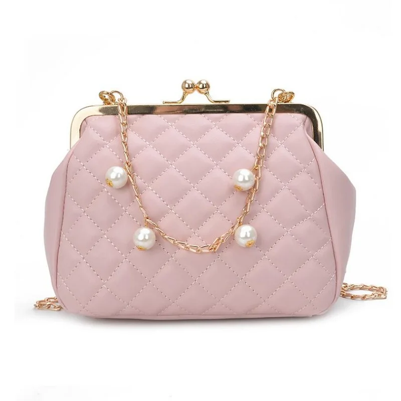 New Cute Shell Tote bag High Quality Plaid Handbags Sweet Lady Pink