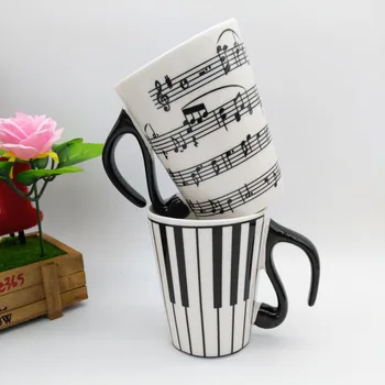 

Music Cup Staff Notes Piano Keyboard Ceramic Cup Porcelain cup Coffee Caneca with Cover Creative gift betty life cups