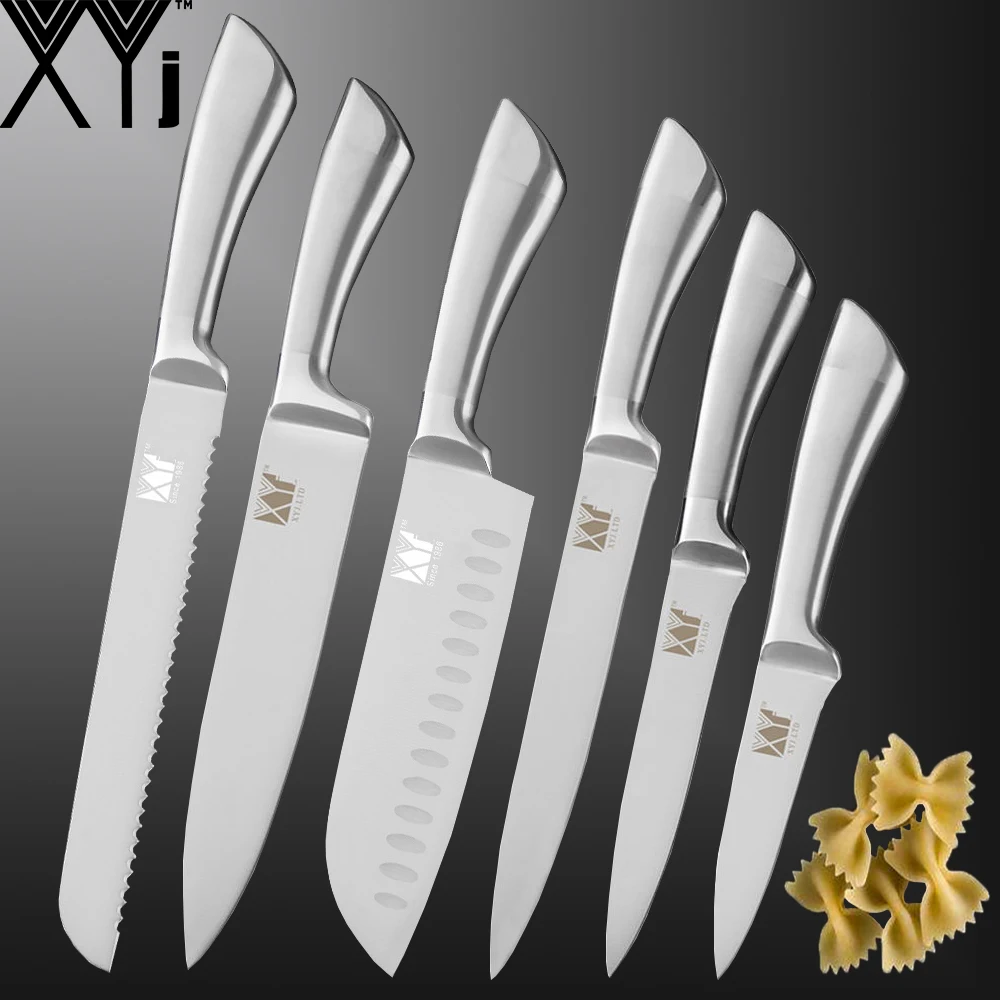 

XYj Stainless Steel Kitchen Knives Set Slicing Bread Fruit Utility Santoku Cooking Knife Chef Knife Set