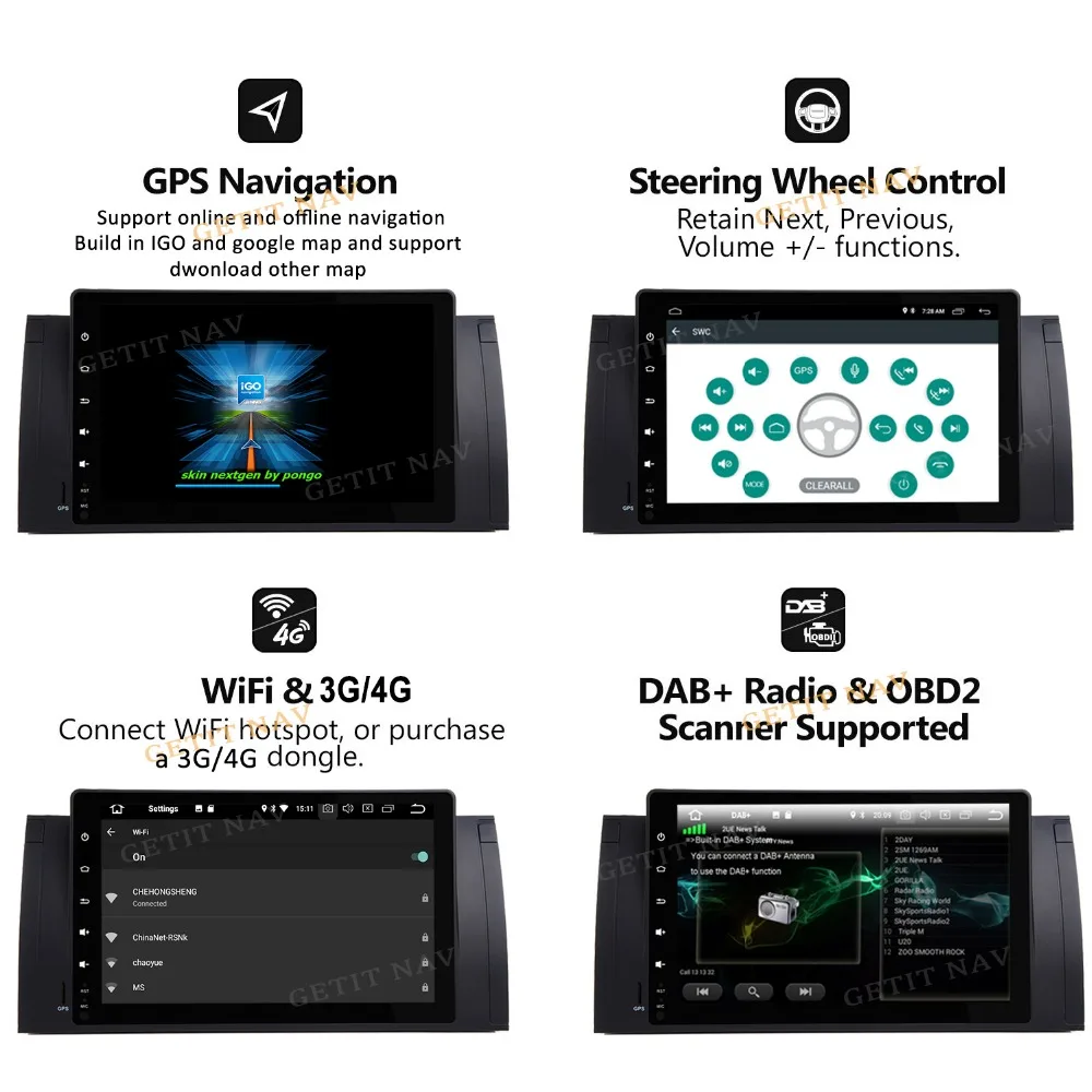 Sale Android 9.0 BMW E38 E39 E53 M5, Car Stereo Radio No DVD Player BT Wifi Car Head Unit GPS Navigation with Newest Map DSP IPS 2