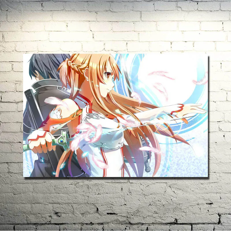 Hot Japan Anime Sword Art Online Kirito & Asuna Home Decor Wall Scroll 8"x12" 01