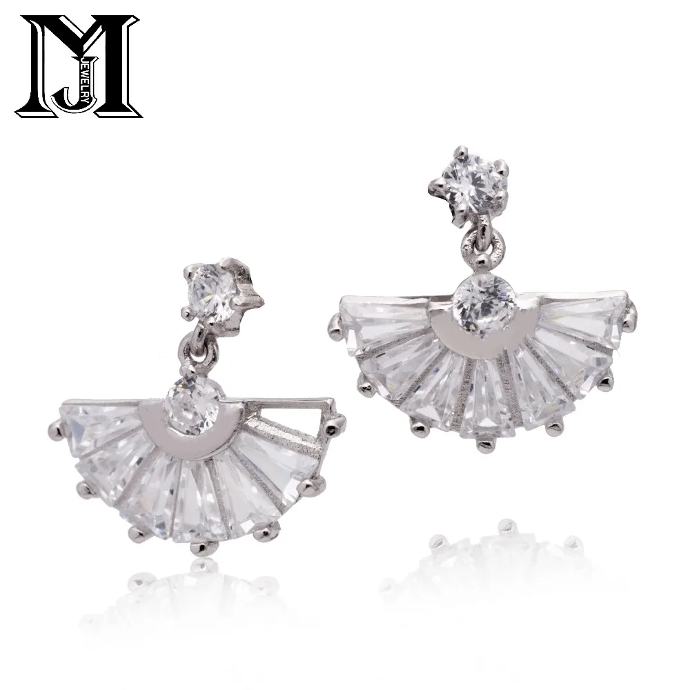JiaMu Fashion Popular stud long Glod simple natural zircon 925 sliver needle tassel earrings for women party wedding jewellery | Украшения
