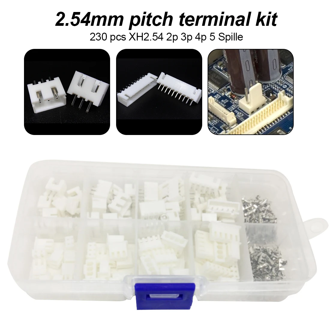 

230pcs XH2.54 2p 3p 4p 5 pin 2.54mm Pitch Terminal Kit / Housing / Pin Header JST Connector Wire Connectors Adaptor XH Kits