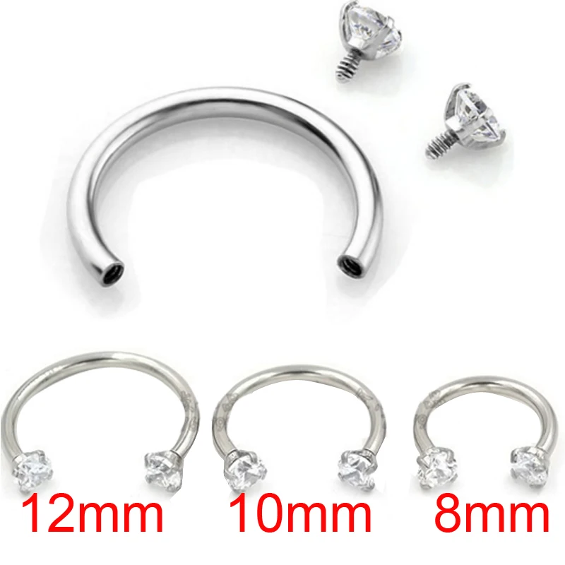 

1 Piece Round Zircon Internally Threaded Surgical Steel Titanium Nose Circular Barbell Ring Piercing Body Jewelry Hoop