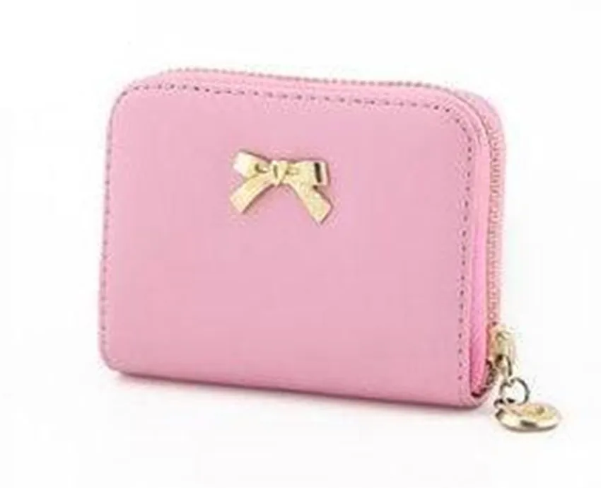 

2019 New Ladies Wallet cute Bowknot Zipper design Coin Purse Female candy color Short section Wallet Lady Clutch 8 colors