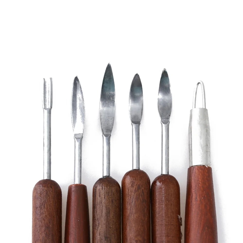 

New 6pcs Clay Sculpting Set Wax Carving Pottery Tools Shapers Polymer Modeling Wood Handle Tool Set