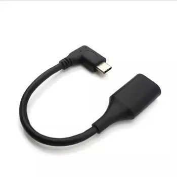 

15cm/5.91ft Black Elbow 90 Degree Right Angle Type-C Male to USB 3.1 Female OTG Adapter Cable L Shaped USB-C to USB 3.1 M/F Cord